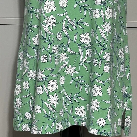 Denim & Company D & Co Floral Perfect Jersey Split V-Neck Tunic Tank Soft Jade S - Picture 5 of 12